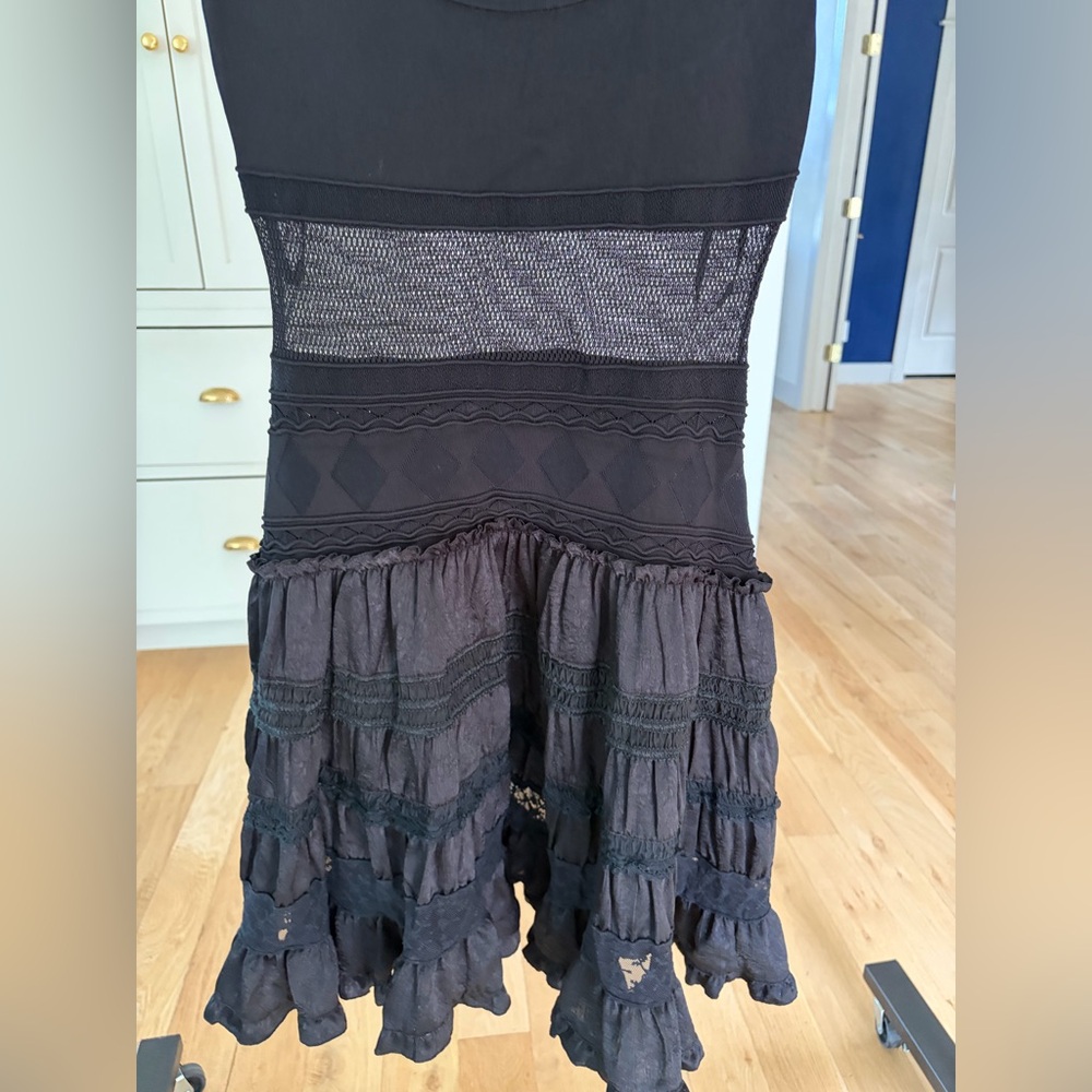 Vintage bebe Black Sleeveless Ruffled Tiered Dress - Picture 3 of 6